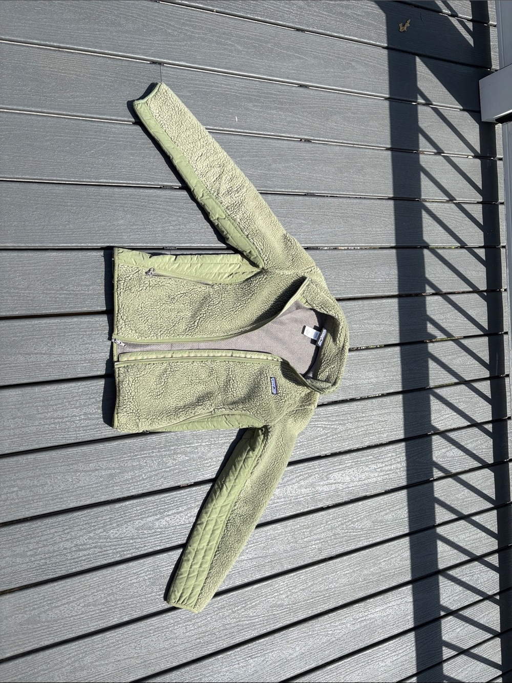 Patagonia Kids Light Olive Green Fleece Jacket